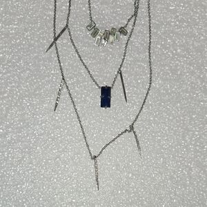 Alexis Bittar Silver, Crystal and Blue Layered Necklace